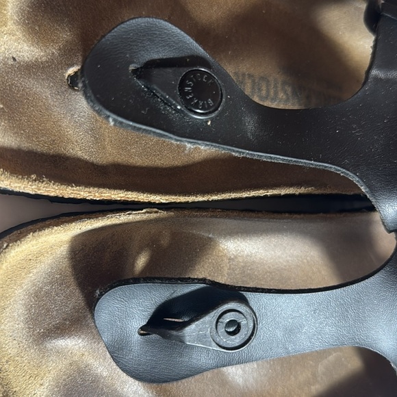 Used Birkenstock Black Leather flip flop Sandals women’s 41 standard - Picture 3 of 7